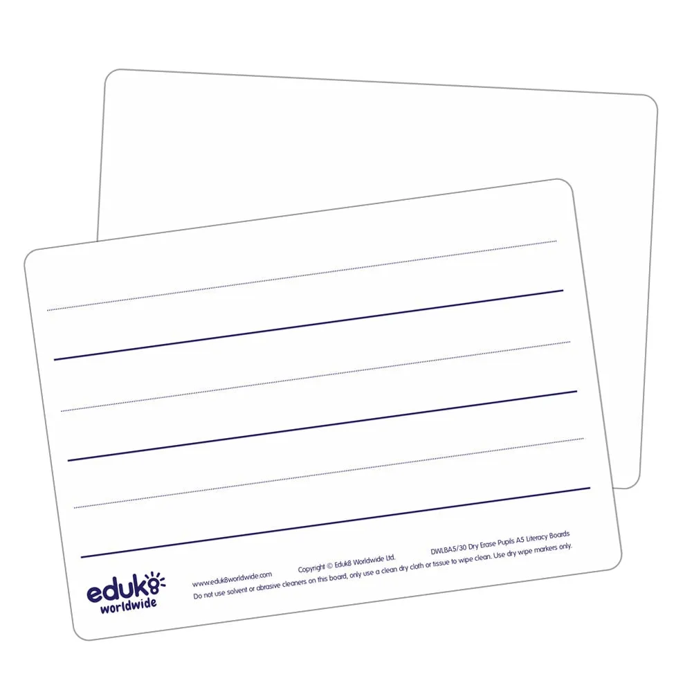Dry Erase Pupils A5 Literacy Boards (Pack of 30)