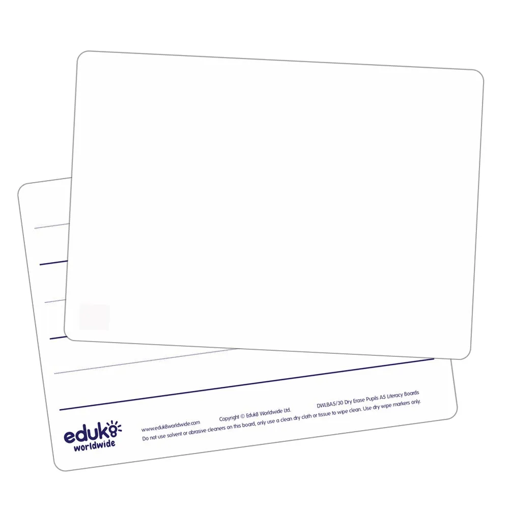 Dry Erase Pupils A5 Literacy Boards (Pack of 30)