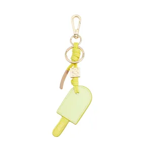 DUDU leather keychain stacked ice cream, keychain for men's women with ring and carabiner, colored summer design