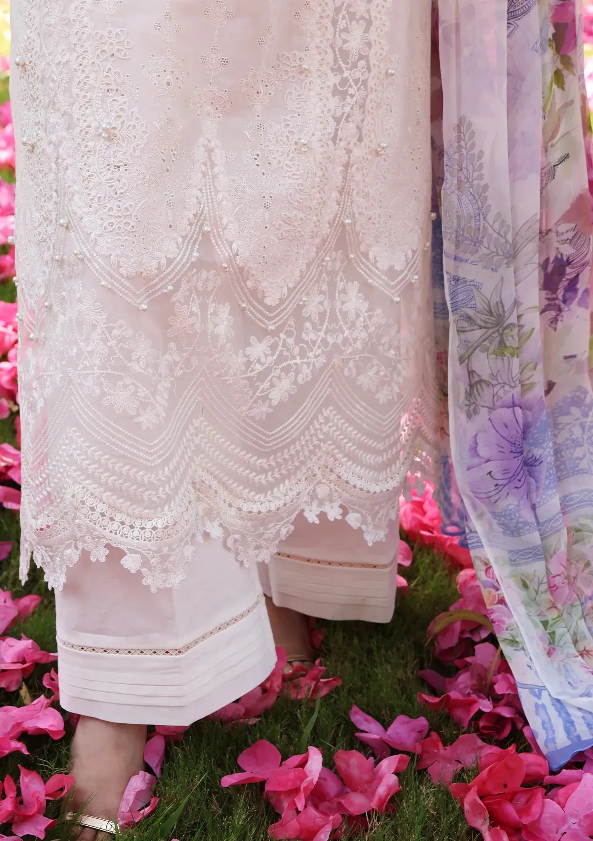 ECF-03 SNOW WHITE |  Elaf Premium festive Chikankari collection2023