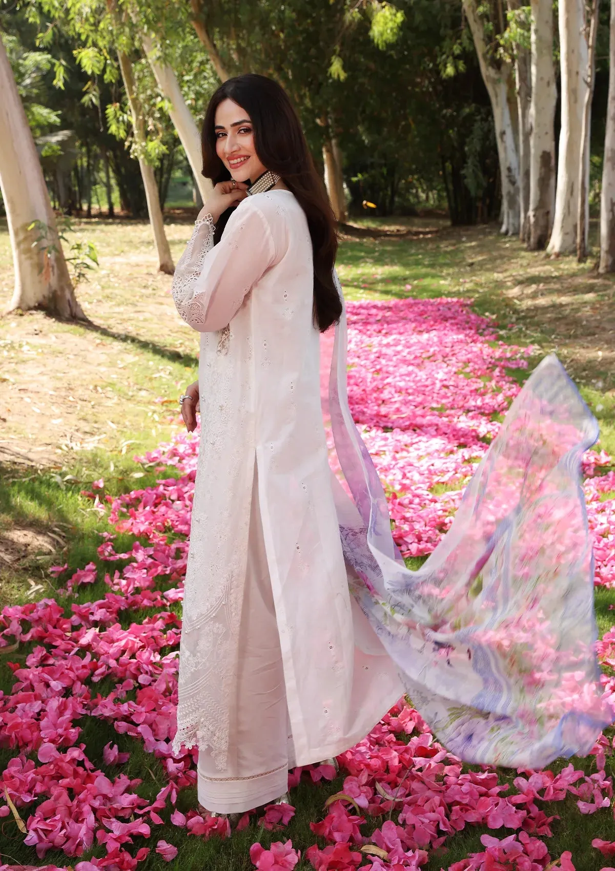 ECF-03 SNOW WHITE |  Elaf Premium festive Chikankari collection2023