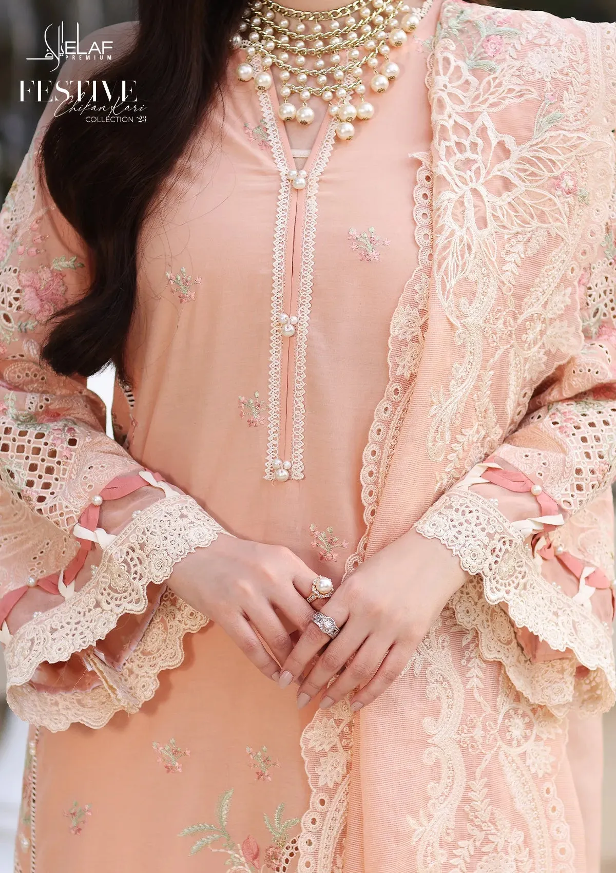 ECF-09 MAGNOLIA | Elaf Premium festive Chikankari collection2023
