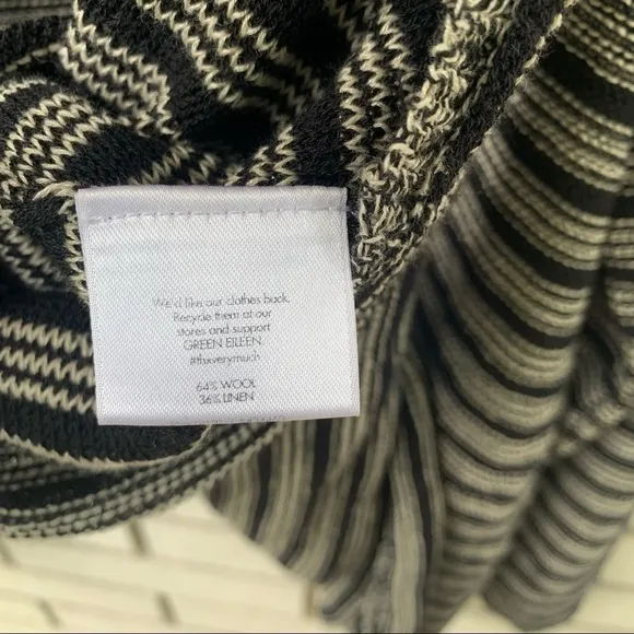Eileen Fisher Knit Wool Linen Striped Boxy Pullover Sweater