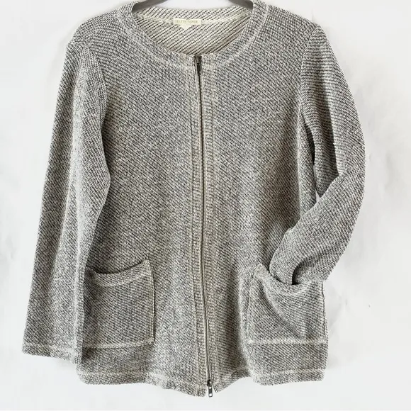 Eileen Fisher Organic Cotton Terry Zip Jacket in Ash Gray S