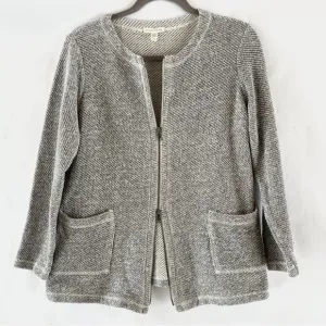 Eileen Fisher Organic Cotton Terry Zip Jacket in Ash Gray S