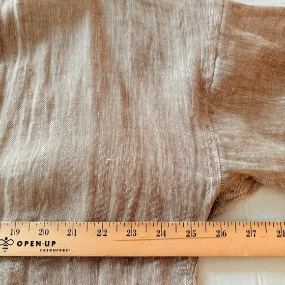 EILEEN FISHER Women Organic Linen Tan Duster Cardigan Lagenlook Open Size Medium