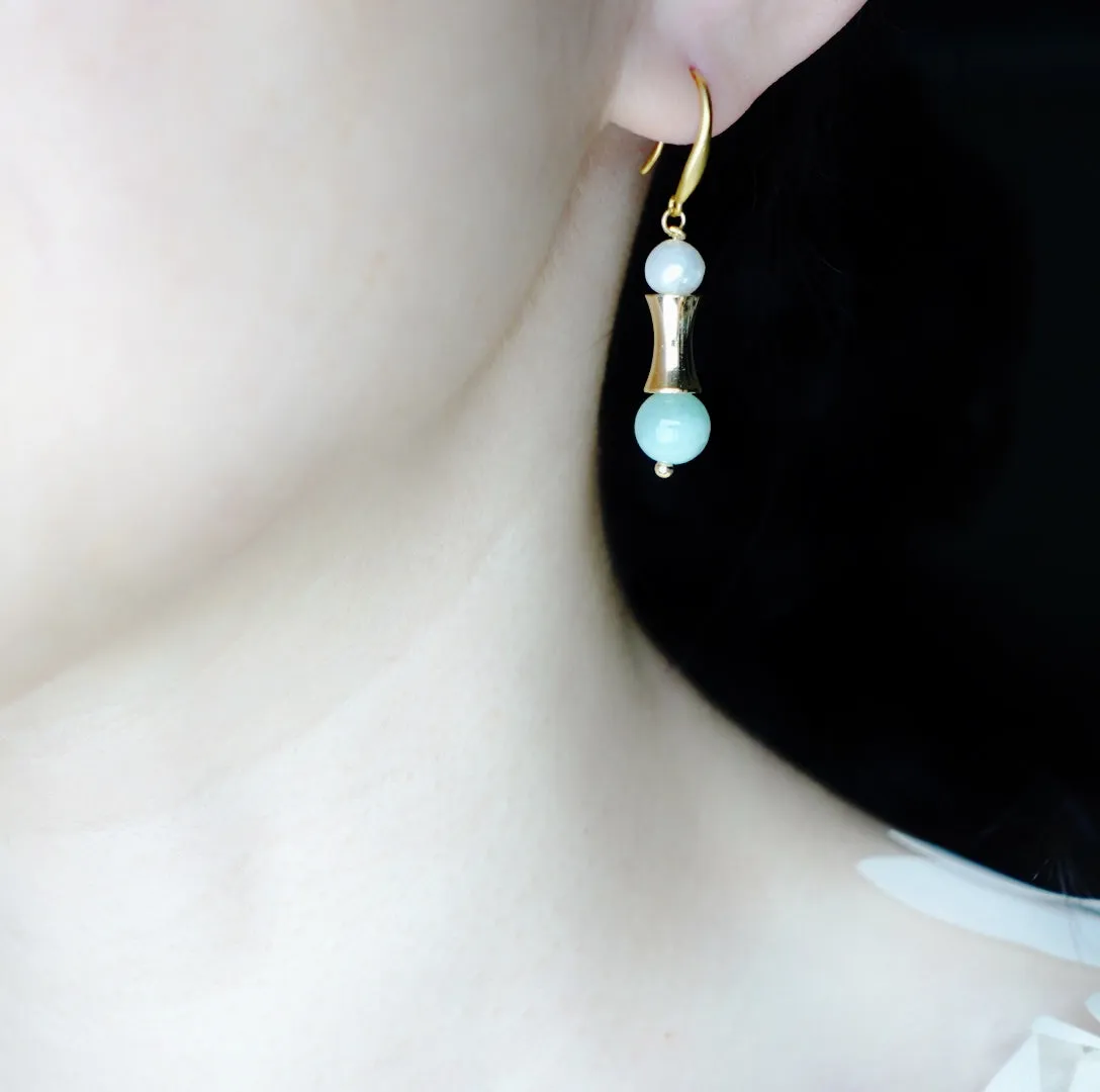 Elf Forest Aventurine Necklace and Earrings Set Gold