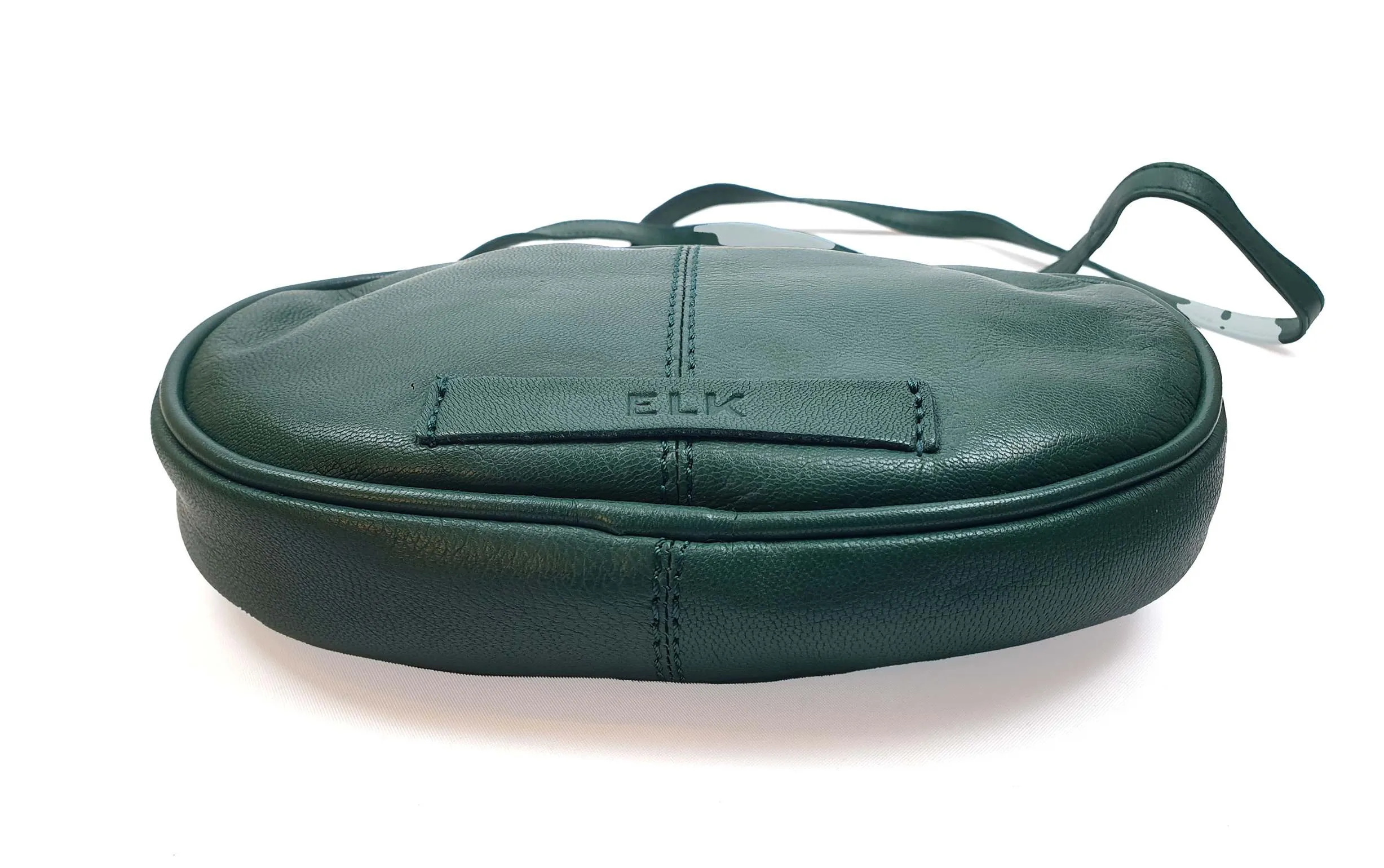 Elk green soft leather oval shaped bag