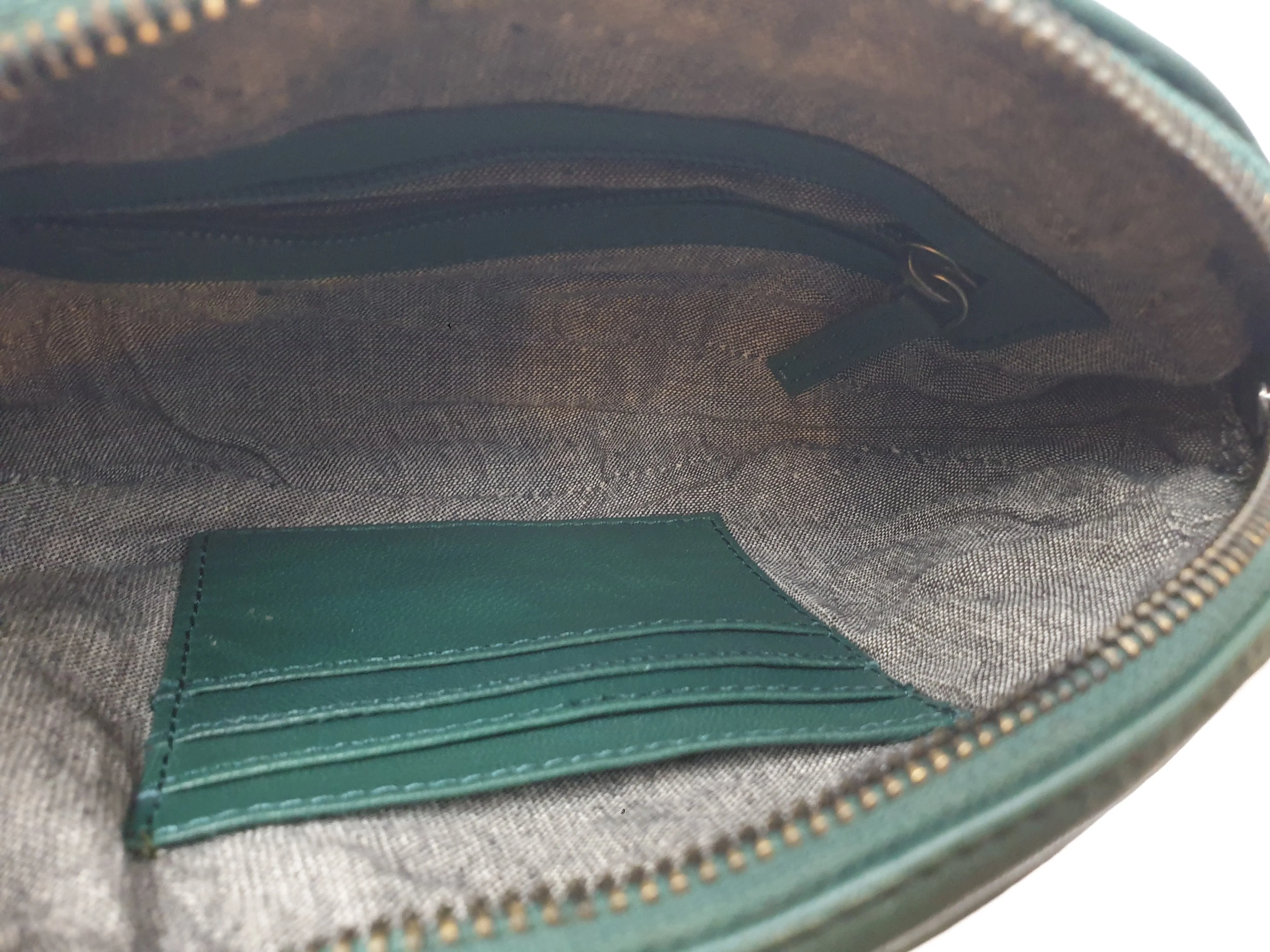 Elk green soft leather oval shaped bag