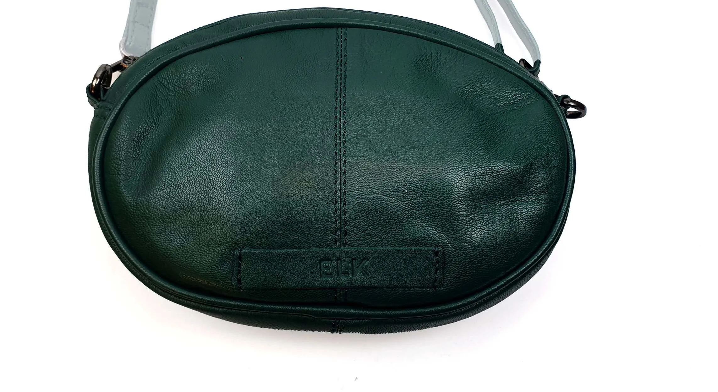 Elk green soft leather oval shaped bag