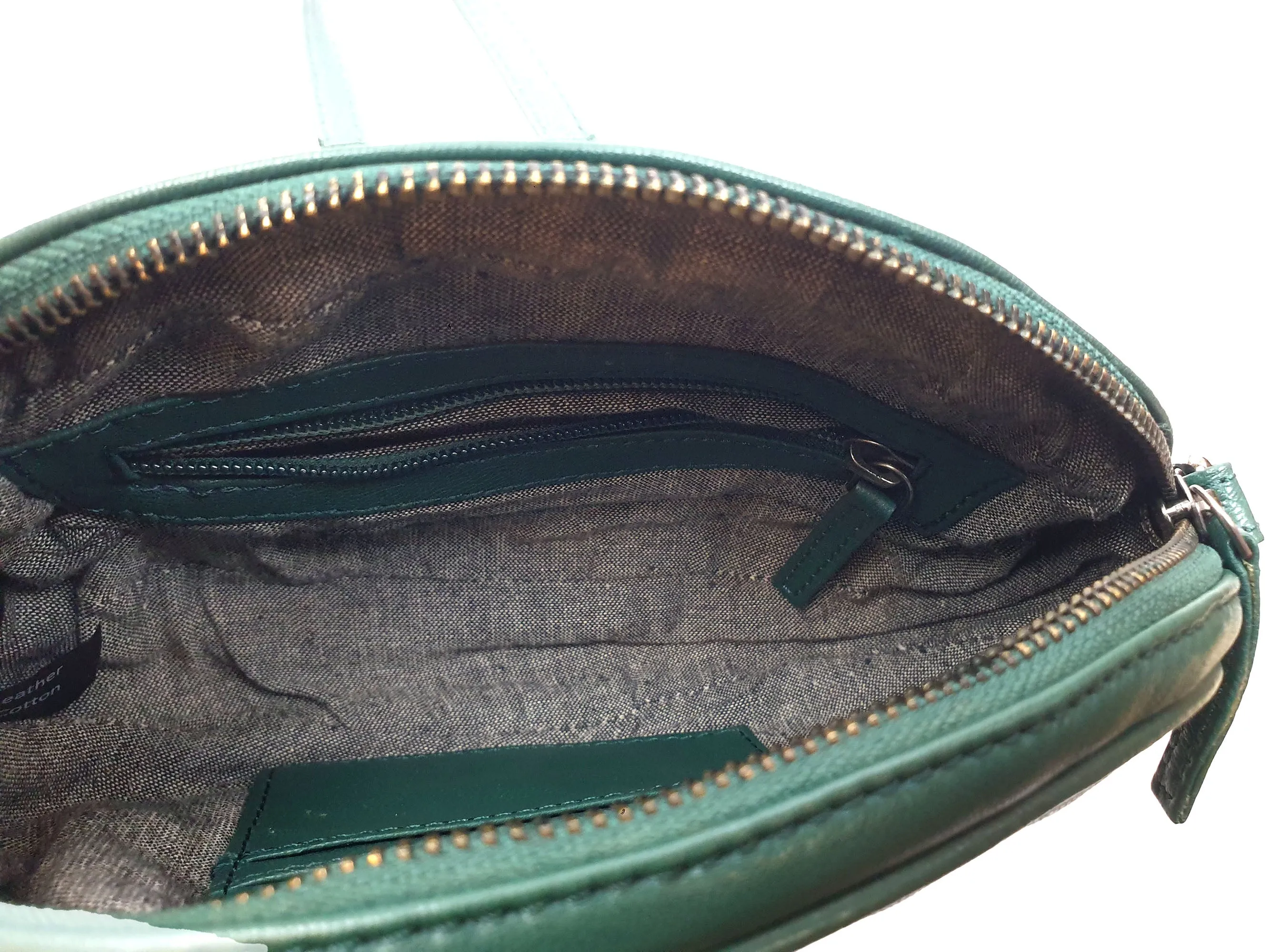 Elk green soft leather oval shaped bag