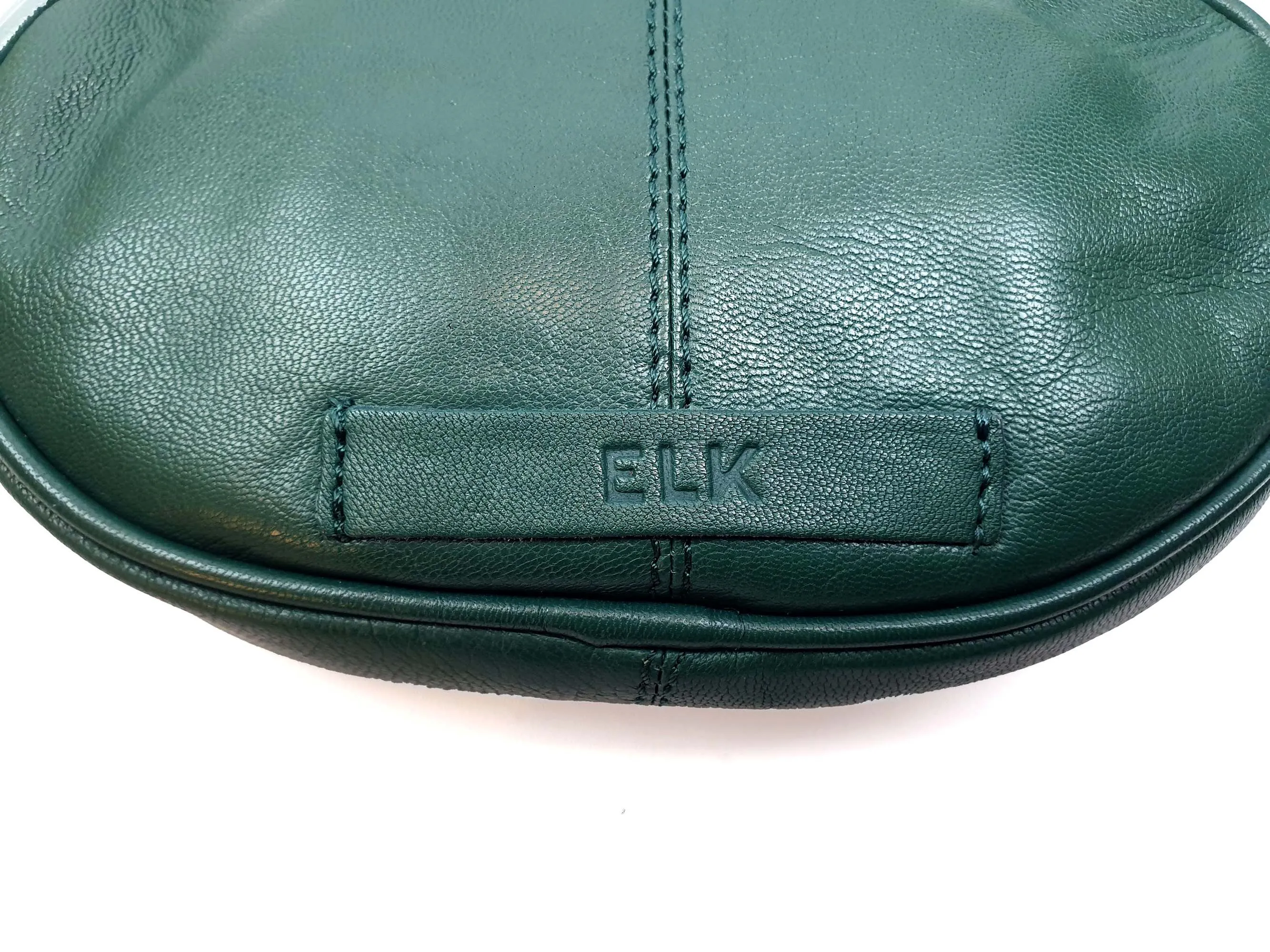 Elk green soft leather oval shaped bag