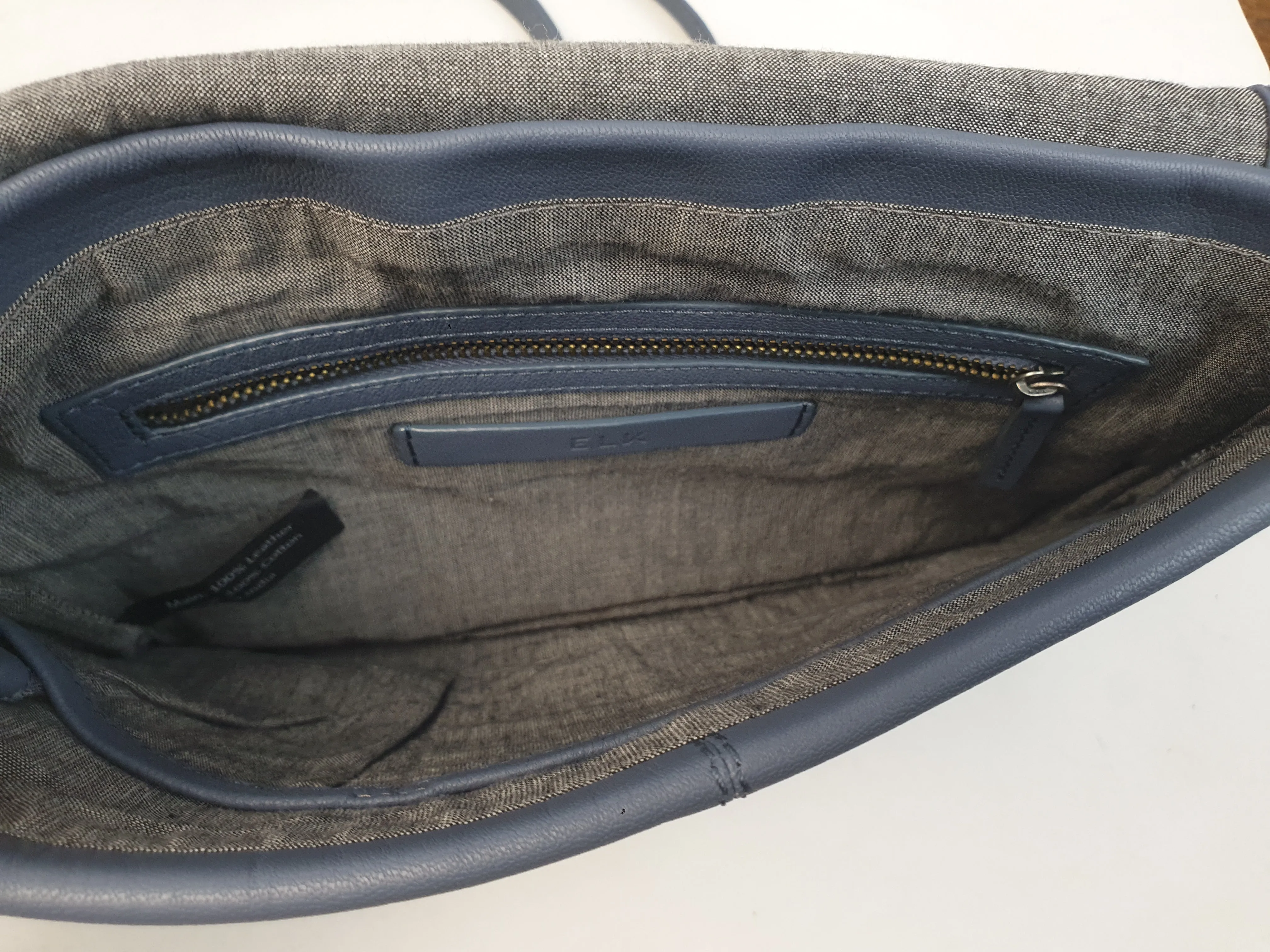 Elk soft blue leather adjustable bag