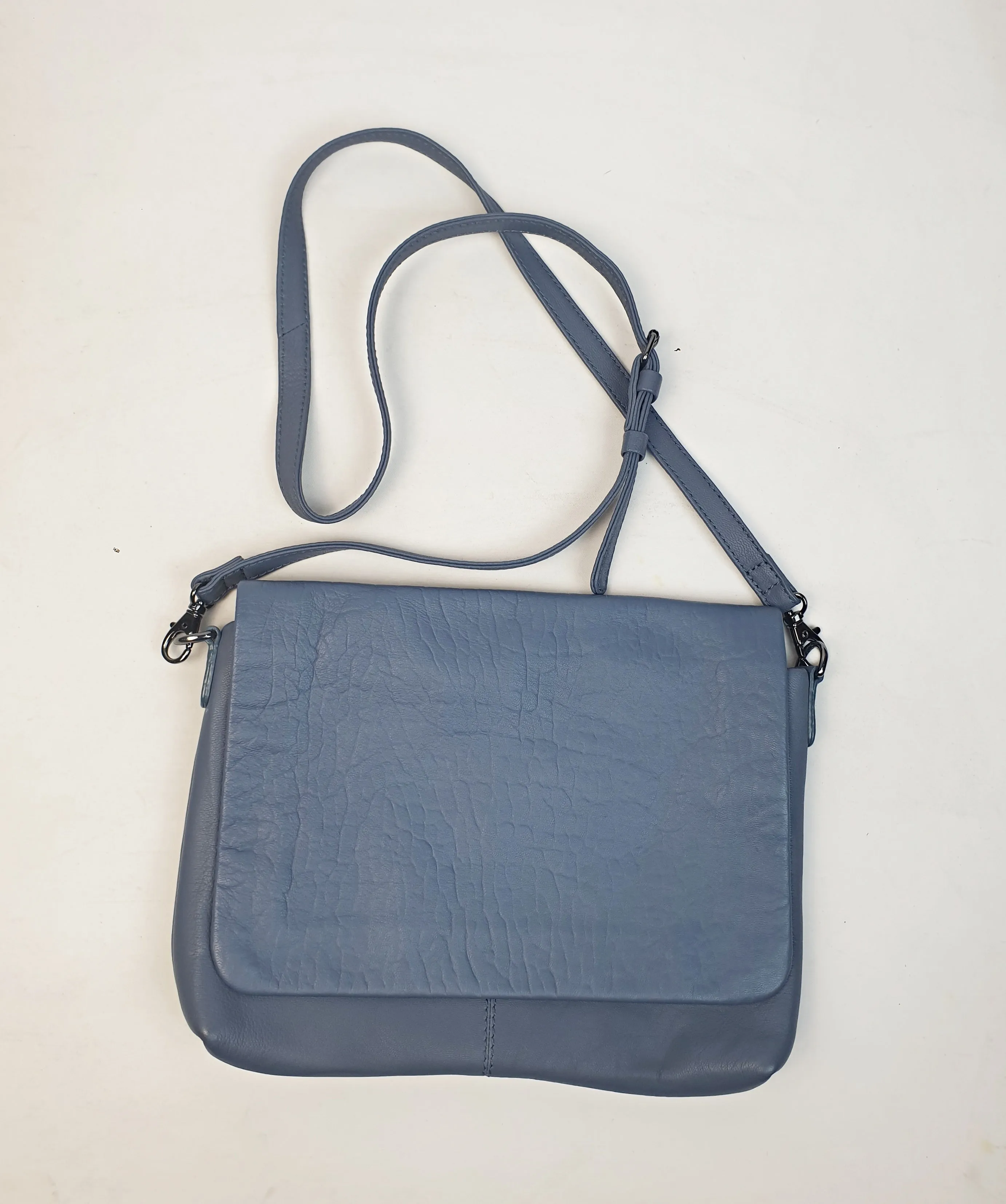 Elk soft blue leather adjustable bag