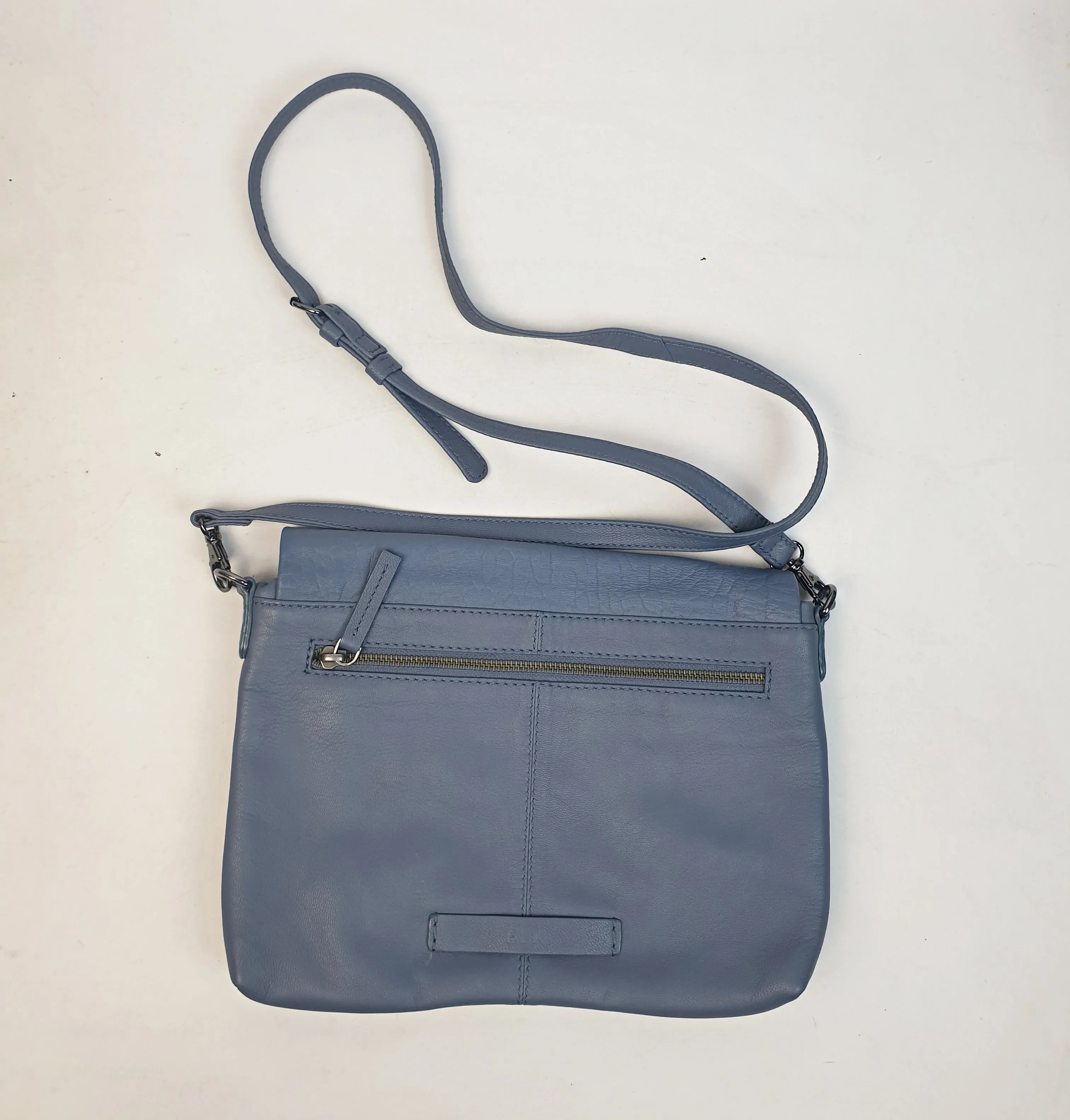 Elk soft blue leather adjustable bag