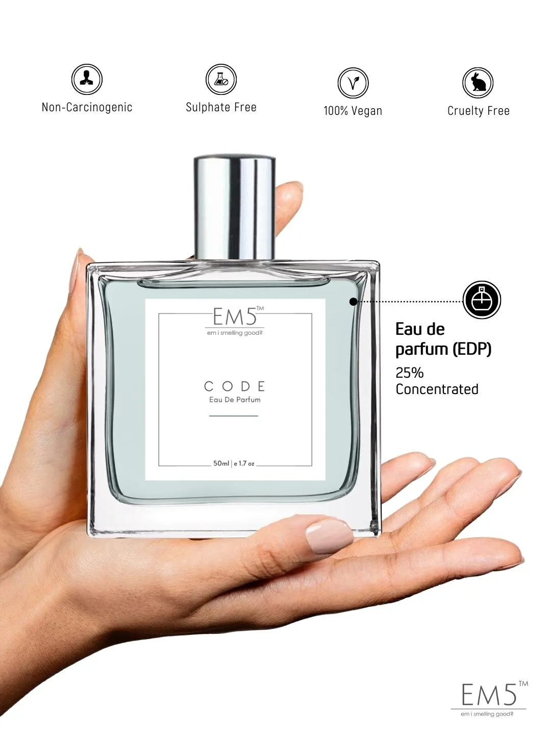 EM5™ Code Perfume for Men | Eau De Parfum Spray | Citrus Leather Anis Fragrance Accords | Luxury Gift for Him | 50 ml