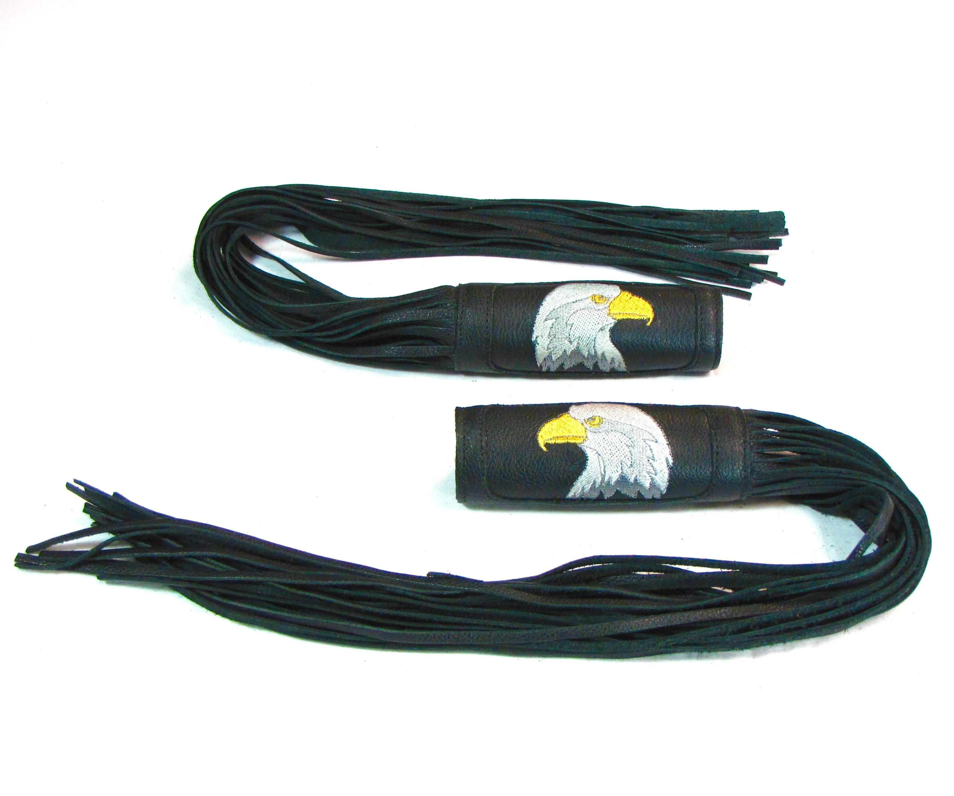 Embroidered Fringed Throttle Covers (Pair)- Eagle Head