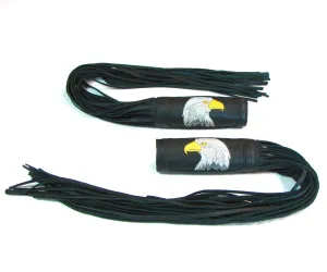 Embroidered Fringed Throttle Covers (Pair)- Eagle Head