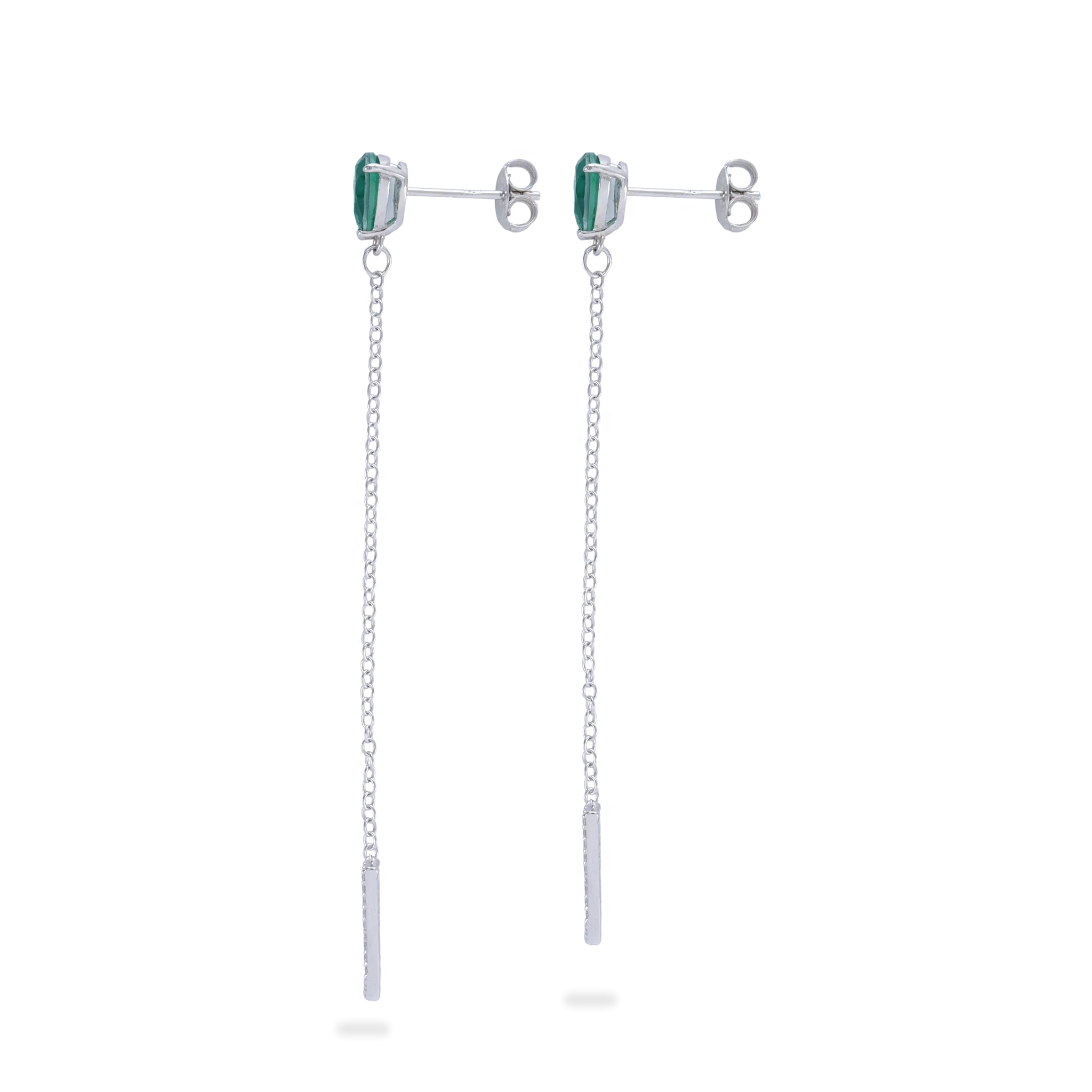 EMERALD DROP CHAIN EARRINGS