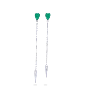 EMERALD DROP CHAIN EARRINGS