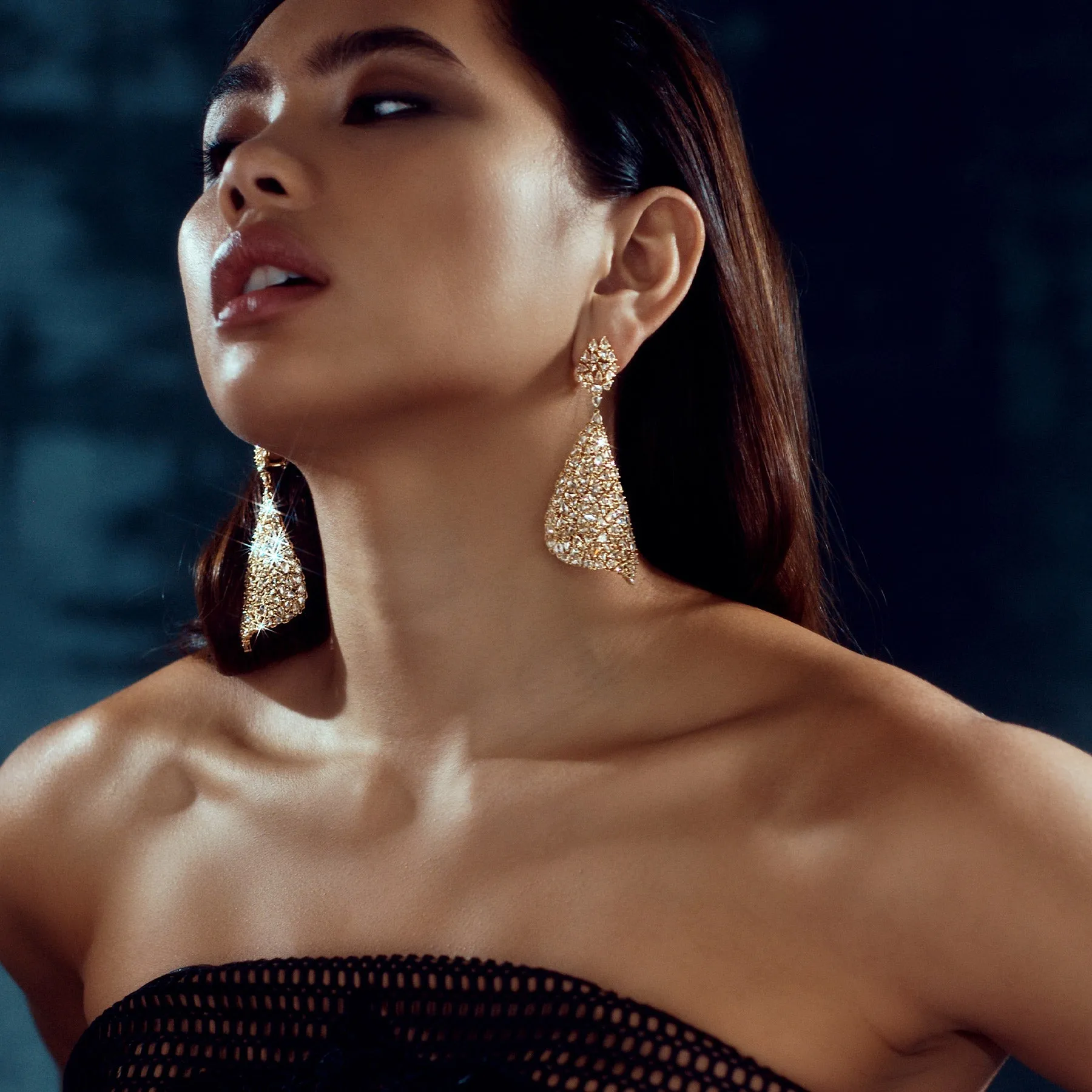 Enchanted Evening Vega Diamond Earrings in Yellow Gold