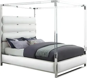 Encore White Faux Leather Queen Bed (4 Boxes)