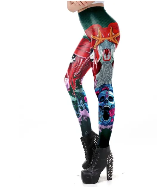 Eye catching colorful skull design leggings