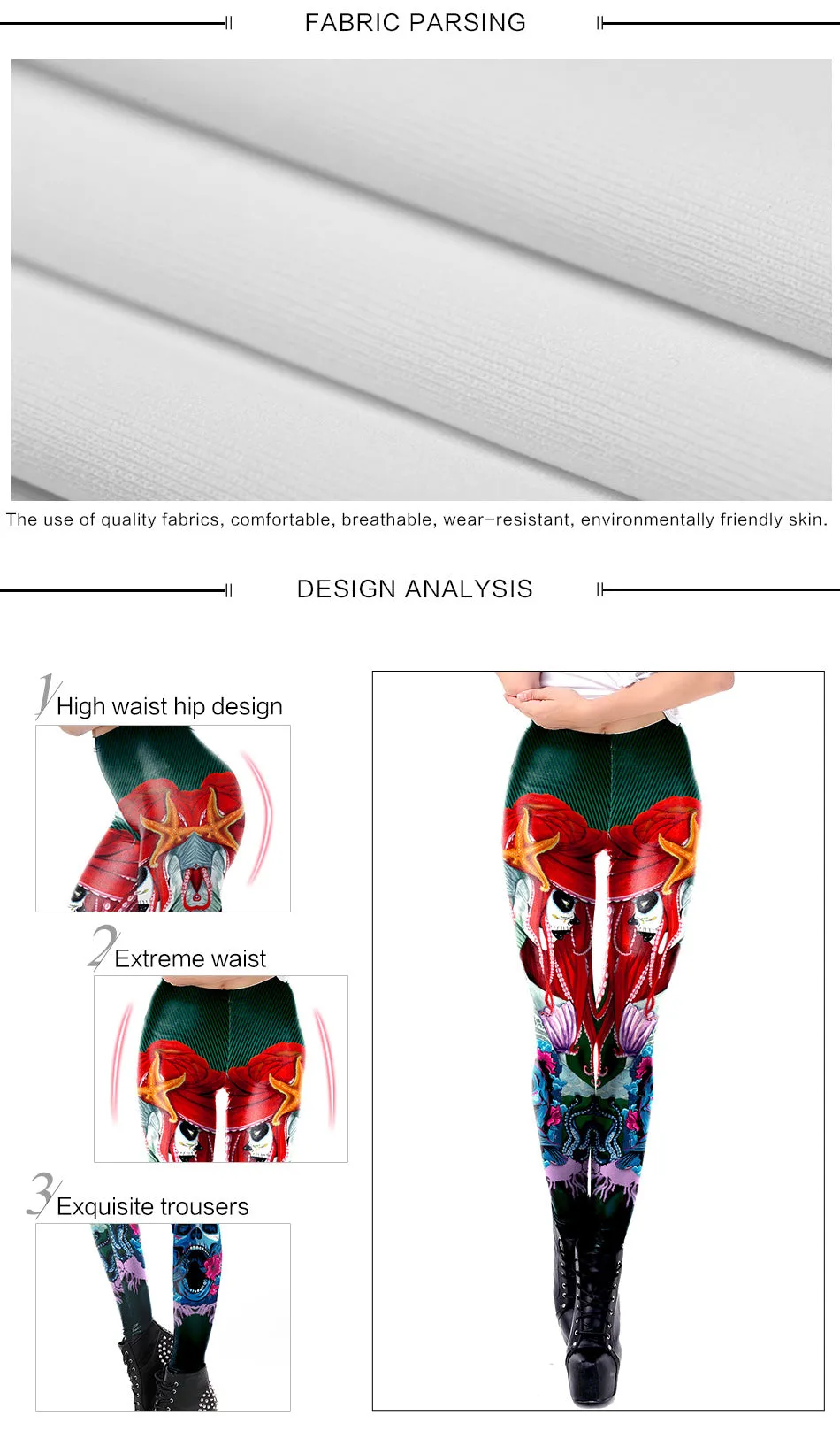 Eye catching colorful skull design leggings