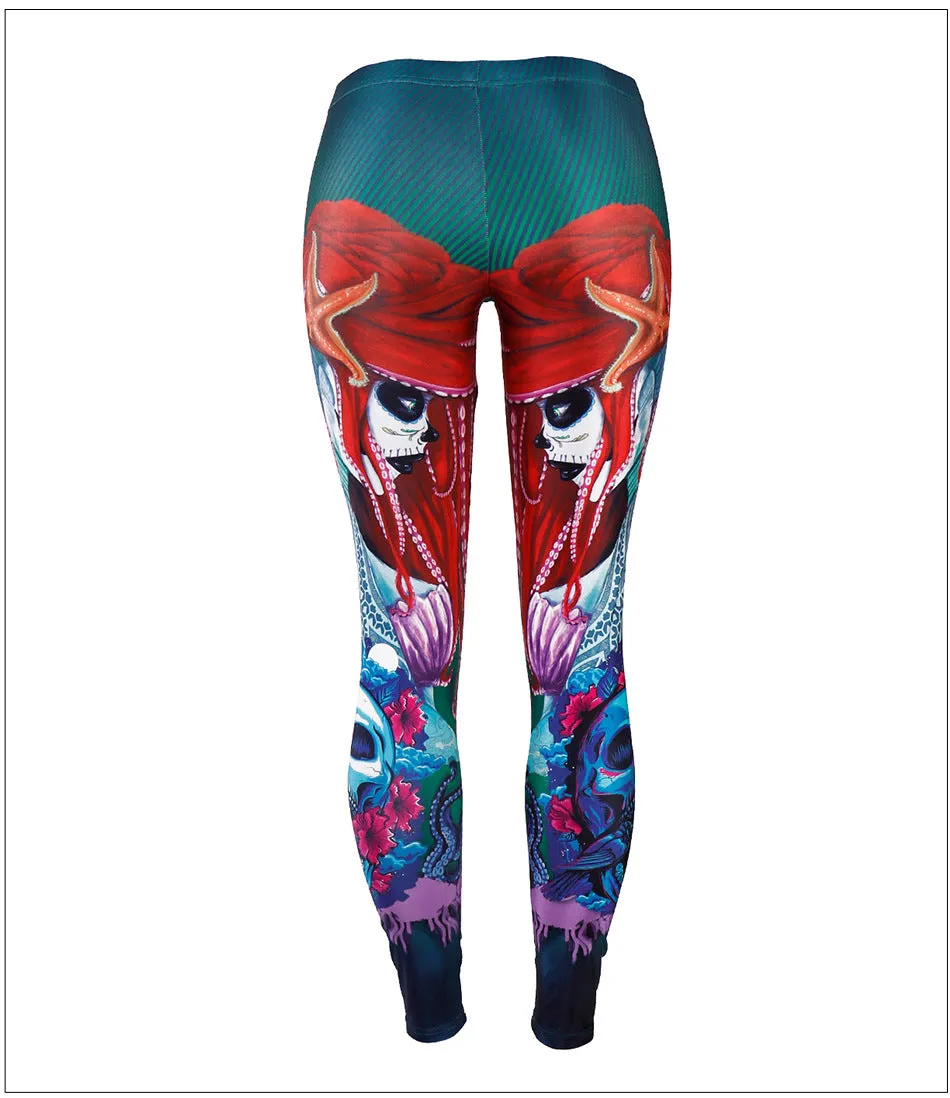 Eye catching colorful skull design leggings