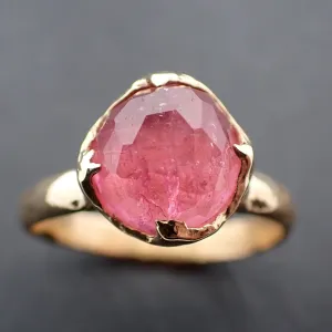 Fancy cut pink Tourmaline Gold Ring Gemstone Solitaire recycled 18k yellow gold statement cocktail statement 3443