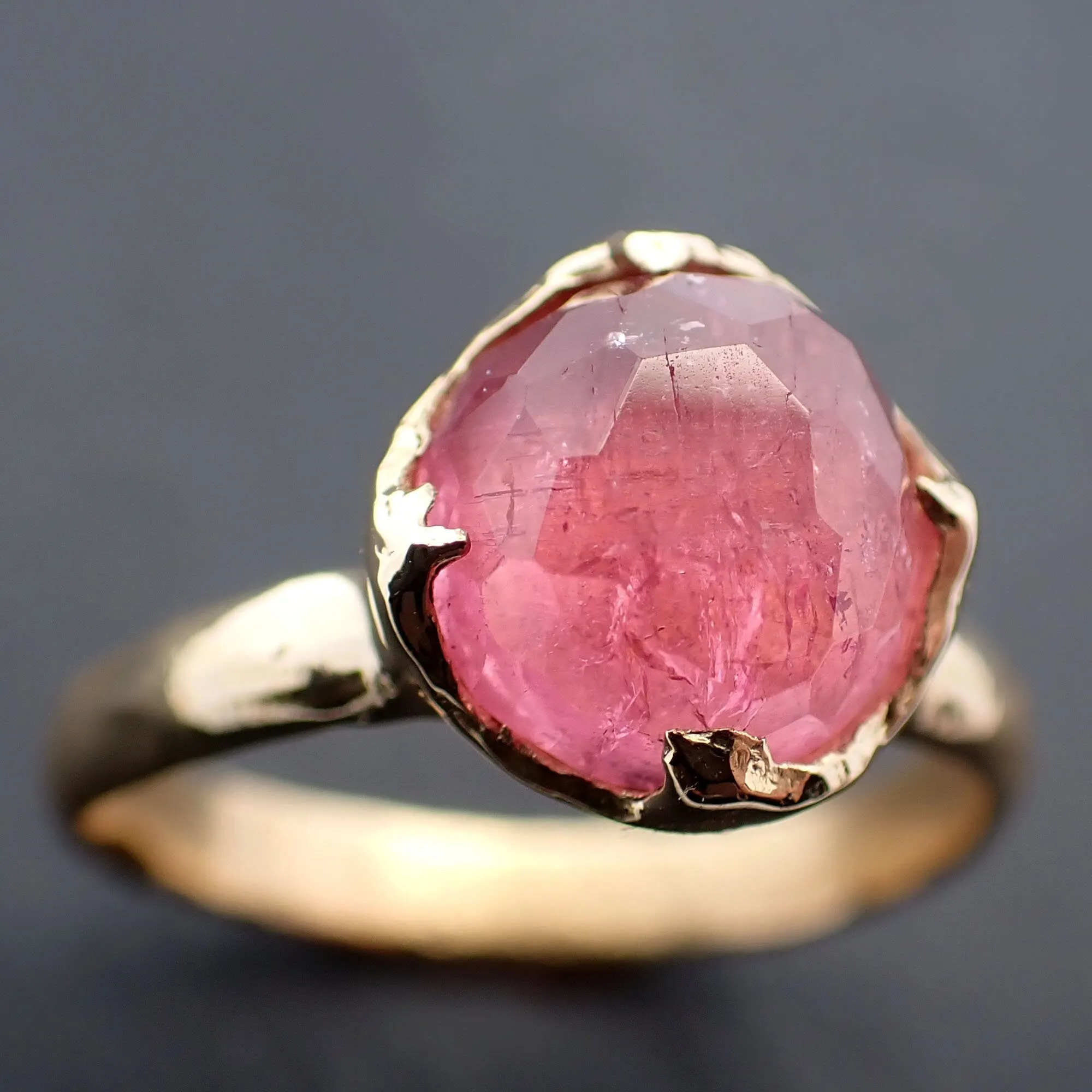 Fancy cut pink Tourmaline Gold Ring Gemstone Solitaire recycled 18k yellow gold statement cocktail statement 3443