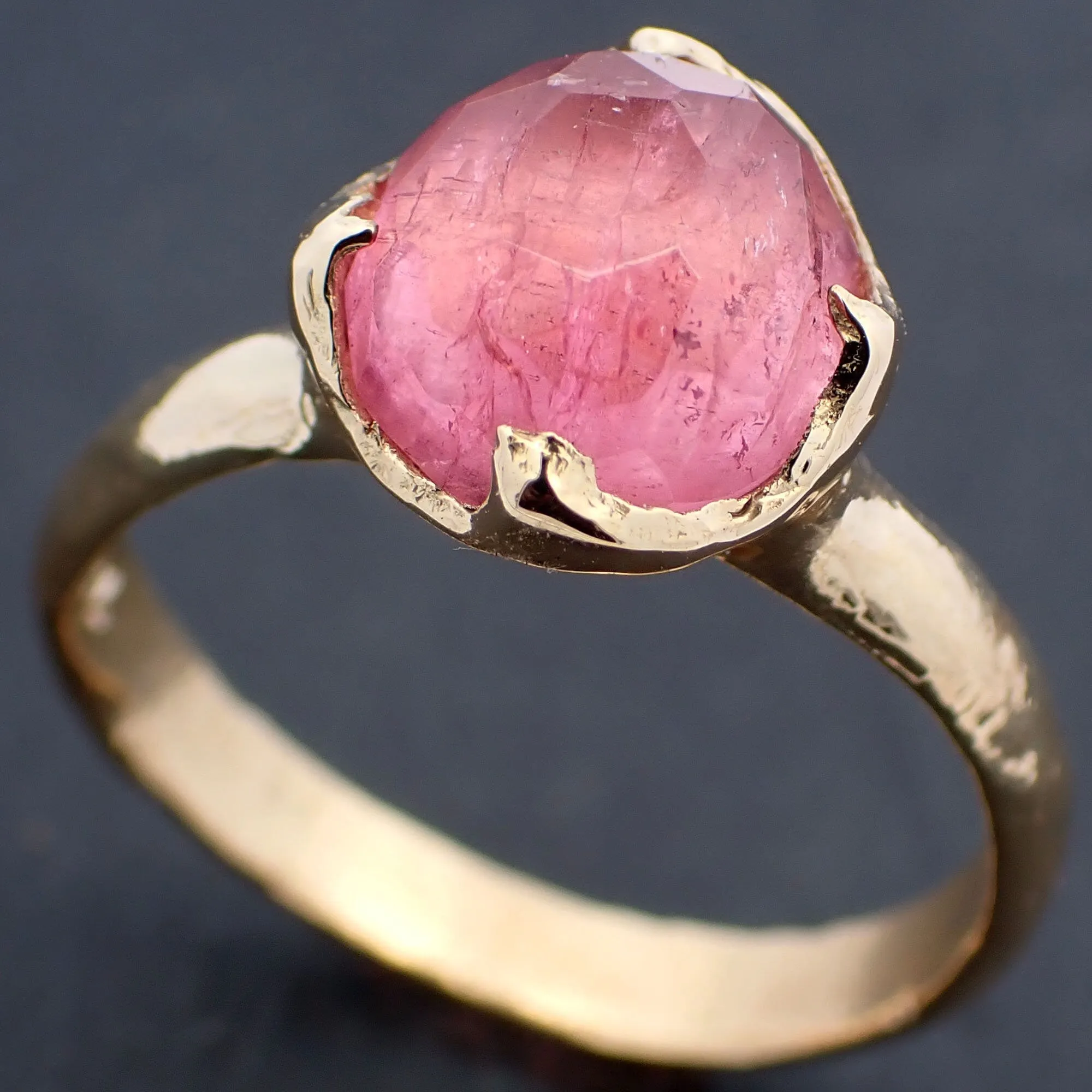 Fancy cut pink Tourmaline Gold Ring Gemstone Solitaire recycled 18k yellow gold statement cocktail statement 3443
