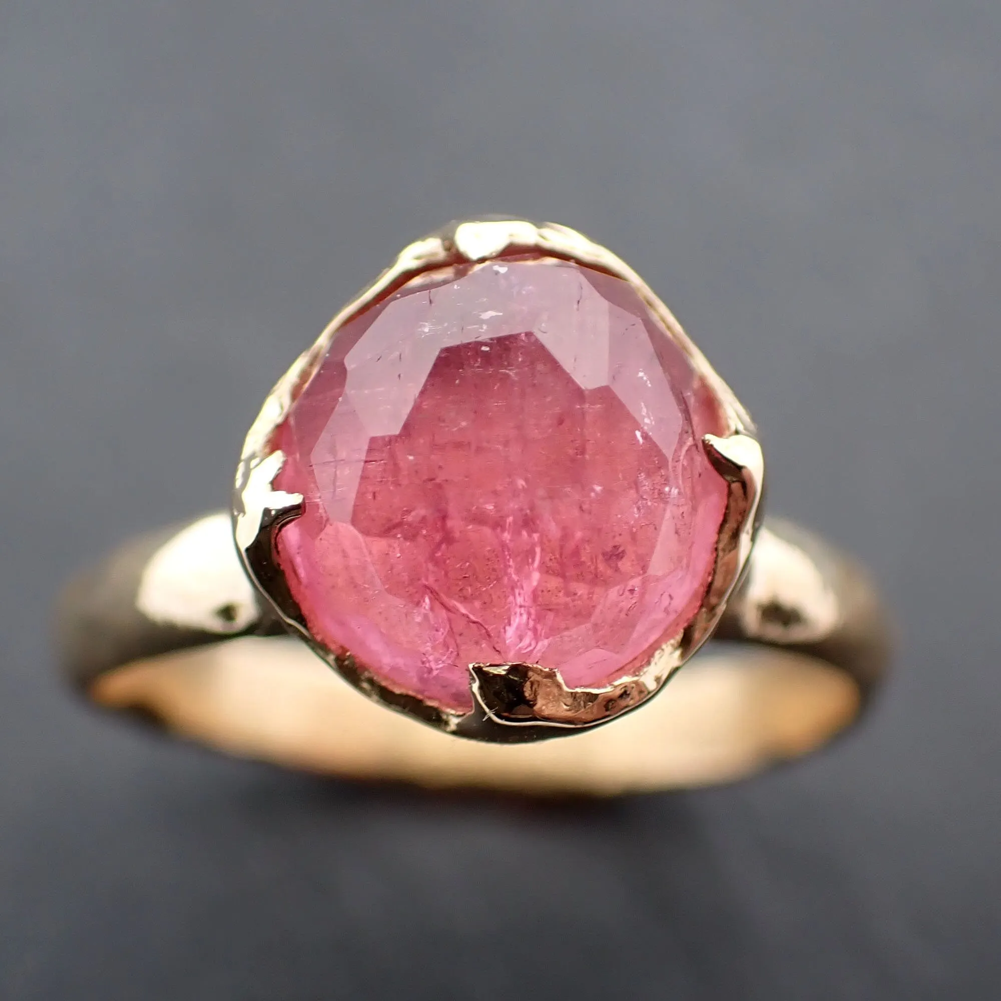 Fancy cut pink Tourmaline Gold Ring Gemstone Solitaire recycled 18k yellow gold statement cocktail statement 3443