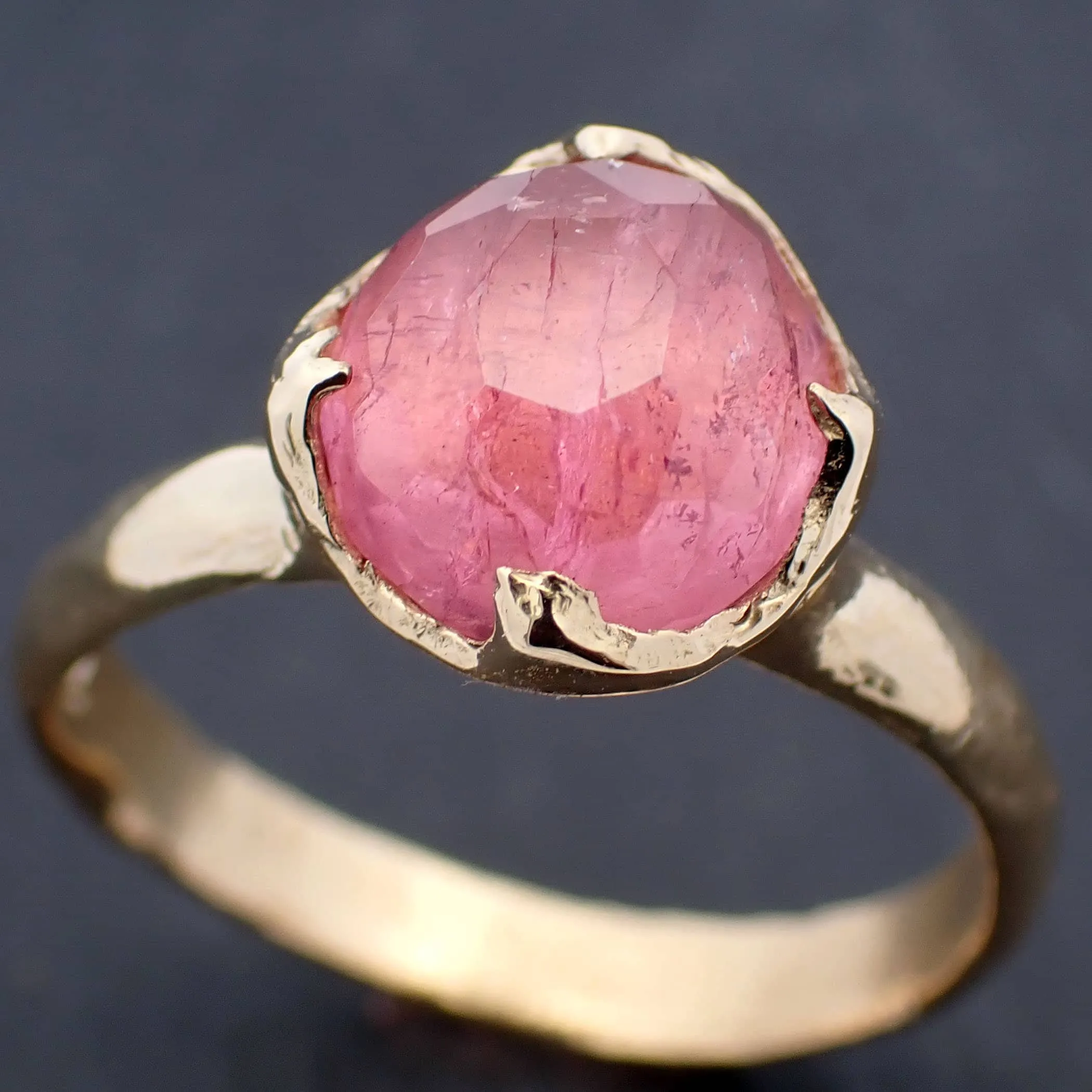 Fancy cut pink Tourmaline Gold Ring Gemstone Solitaire recycled 18k yellow gold statement cocktail statement 3443
