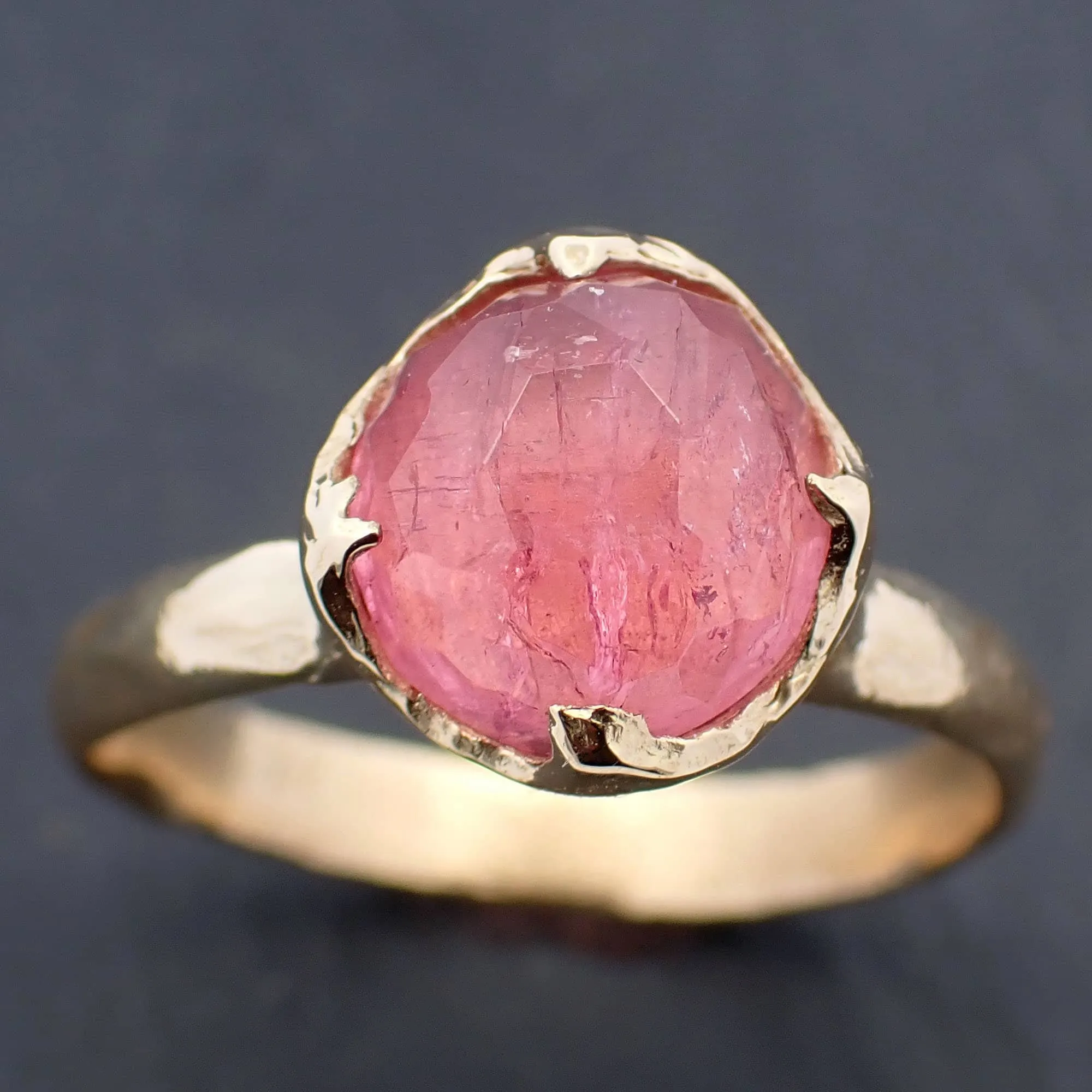 Fancy cut pink Tourmaline Gold Ring Gemstone Solitaire recycled 18k yellow gold statement cocktail statement 3443