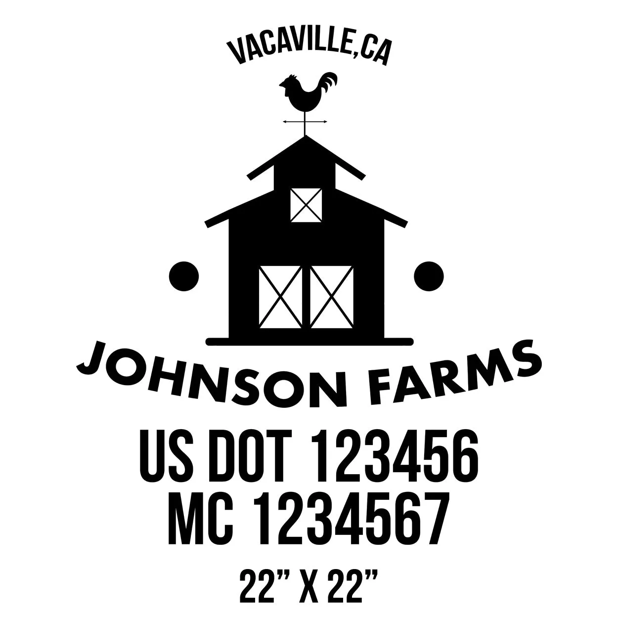Farm Company Name Truck Decal (USDOT), 2 Pack