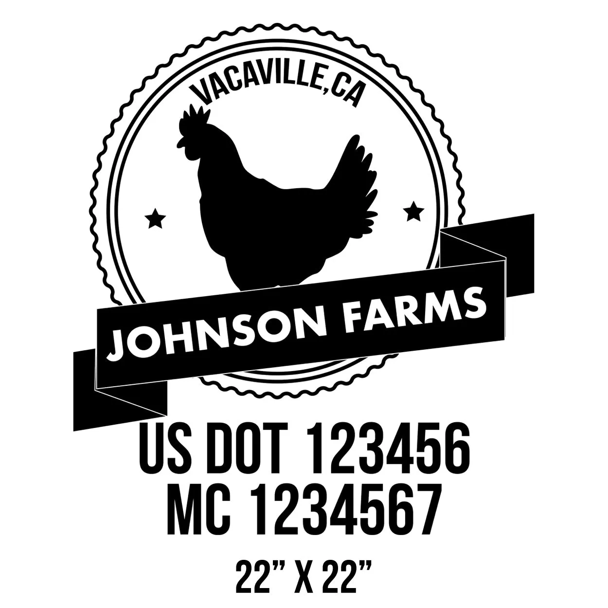 Farm Company Name Truck Decal (USDOT), 2 Pack