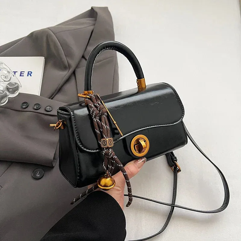 Faux Leather Crossbody Top-Handle Handbag
