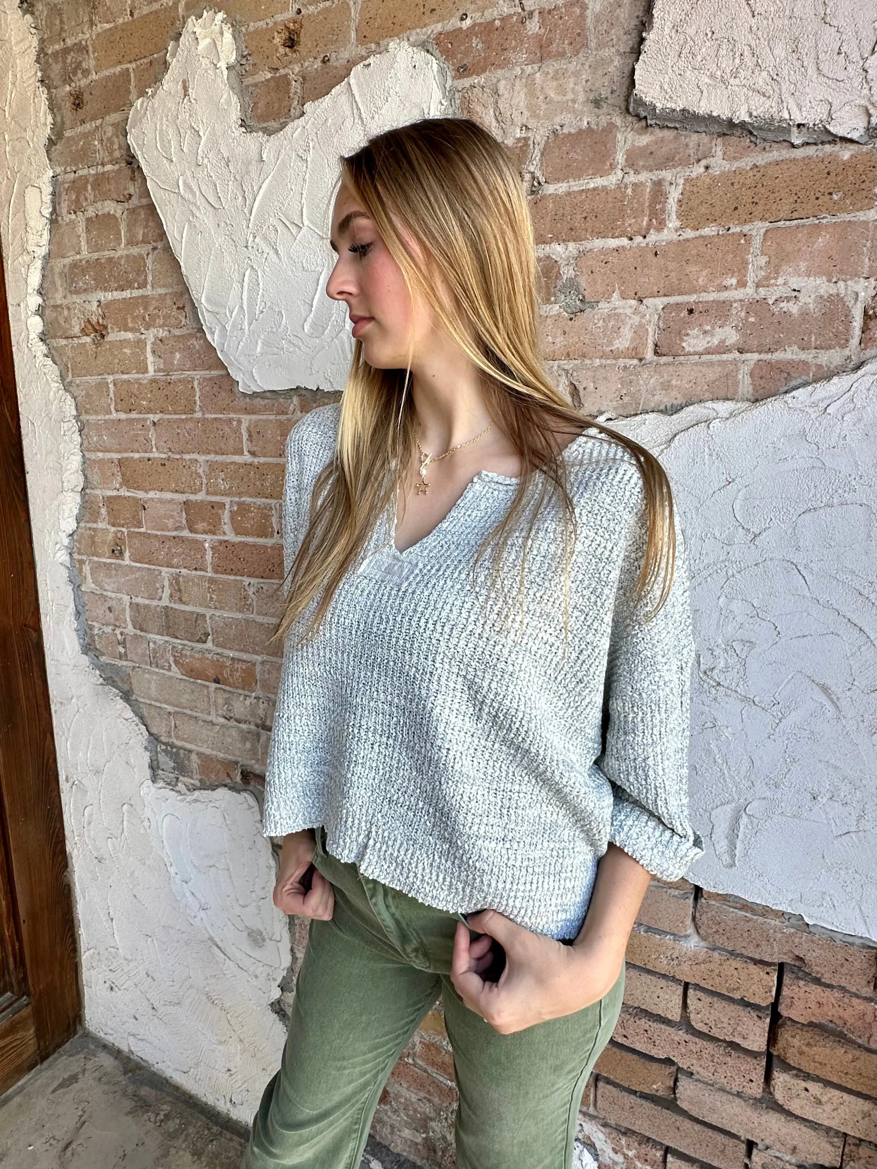Feeling the Moment Sweater: Heather Grey