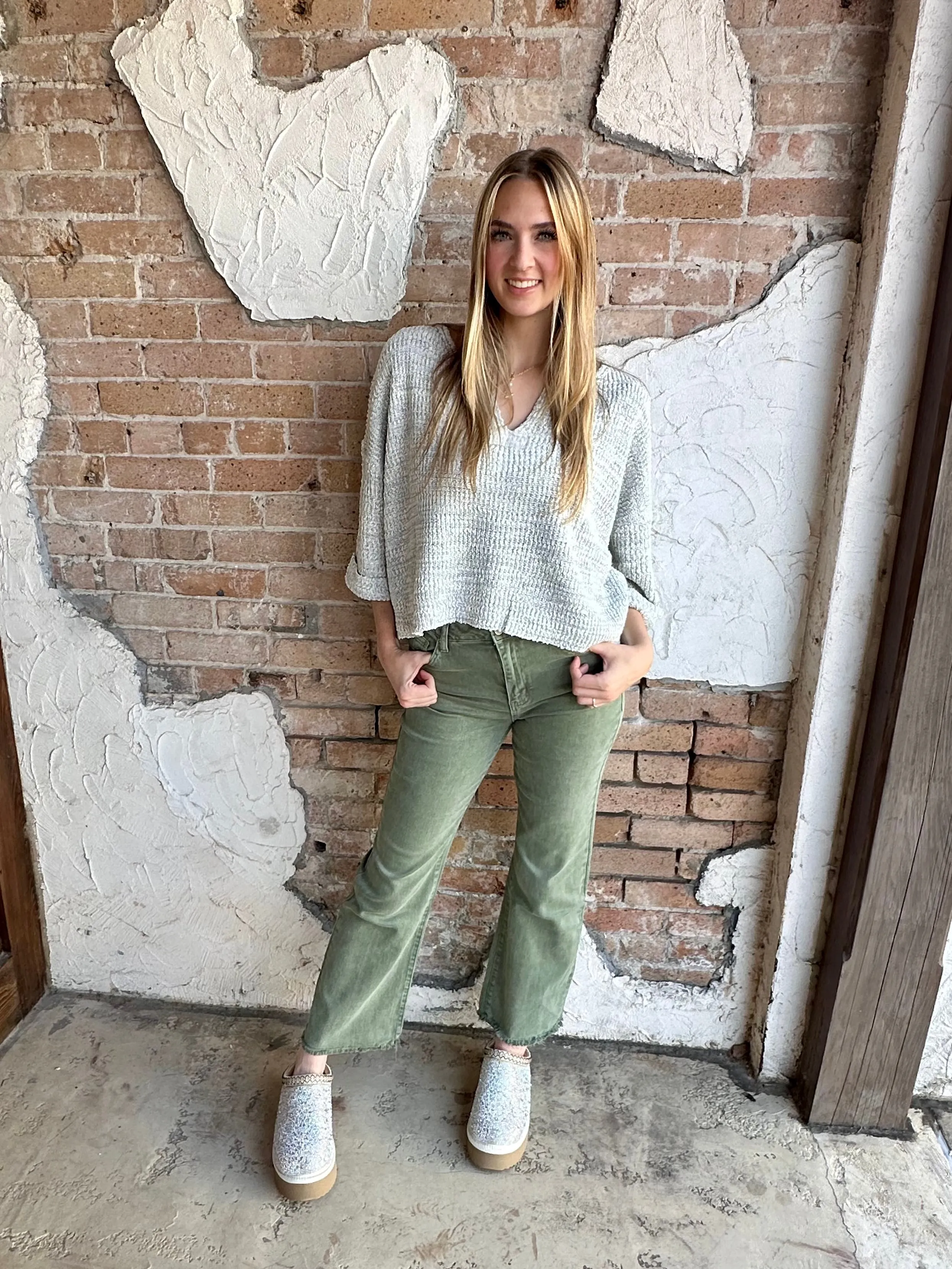 Feeling the Moment Sweater: Heather Grey