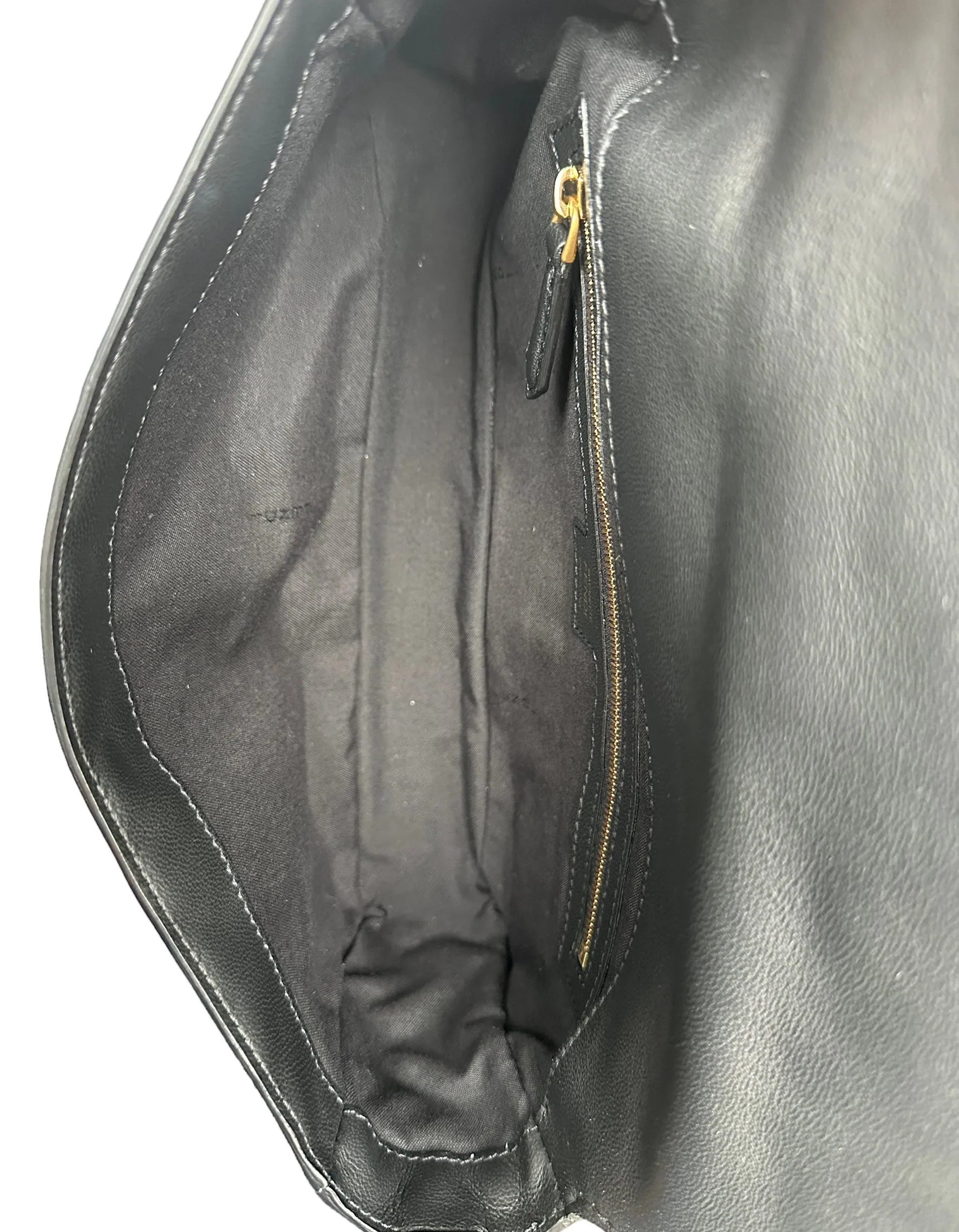Fendi Black Nappa Embossed Logo FF 1974 Medium Baguette NM Bag w/ Two Straps