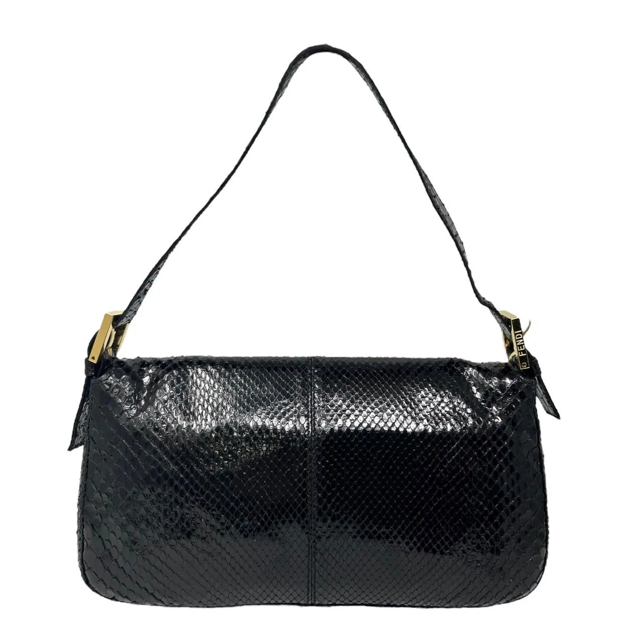 Fendi Black Snakeskin Baguette