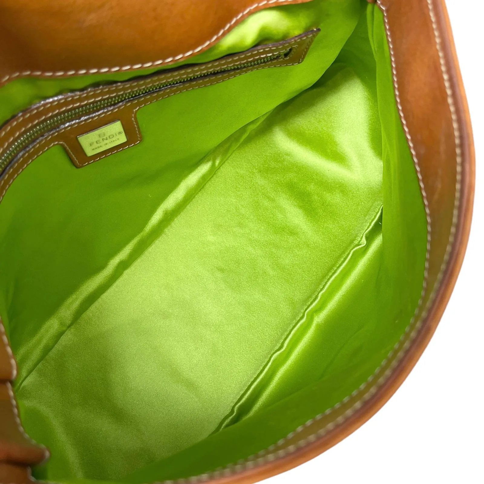 Fendi Brown Leather Embroidered Baguette