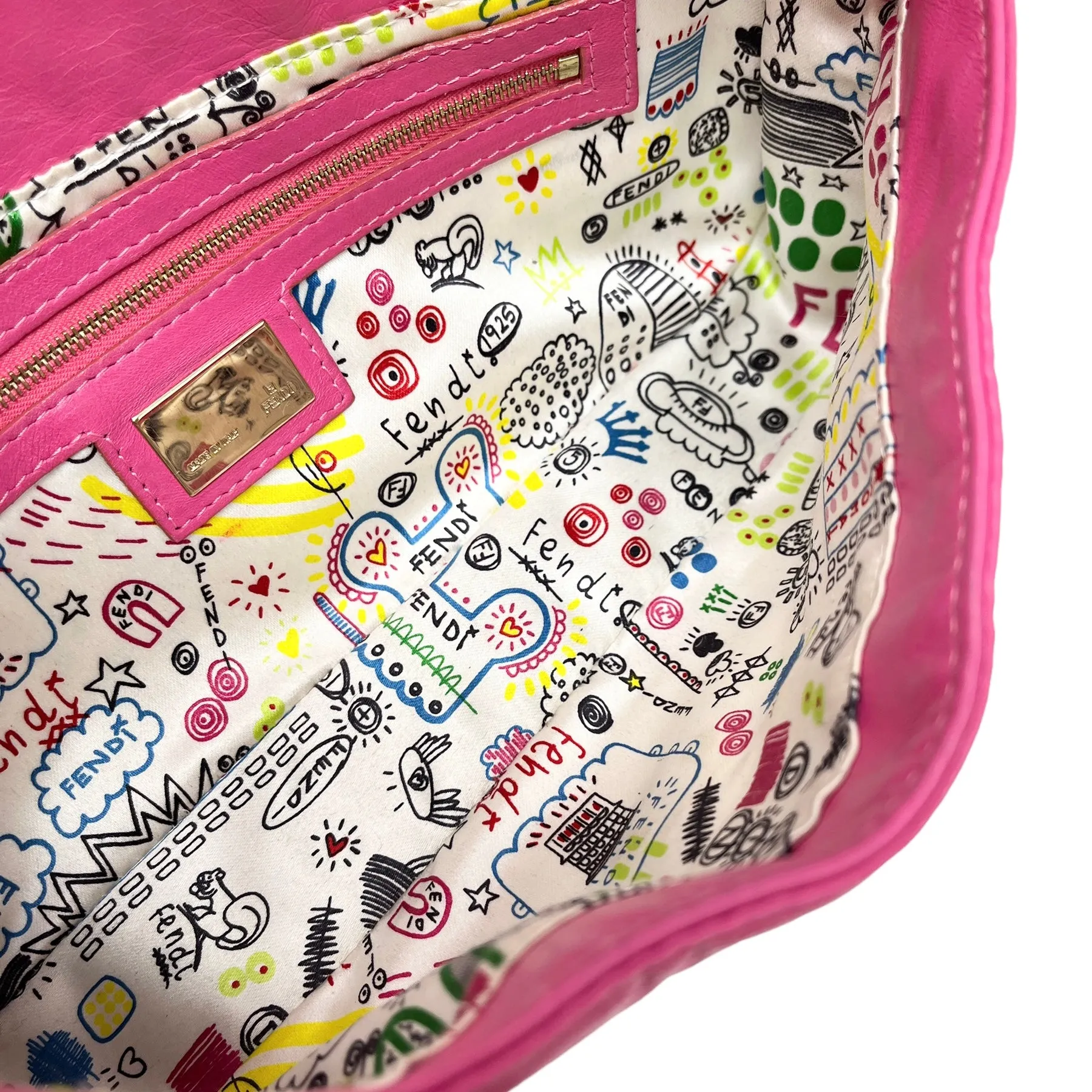 Fendi Pink Leather Logo Baguette