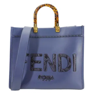 FENDI Sunshine Leather Crossbody Tote Bag Blue