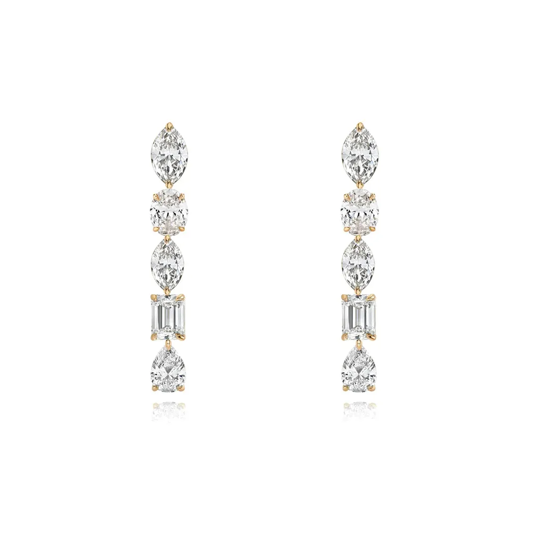 Five Diamond Drop Earrings