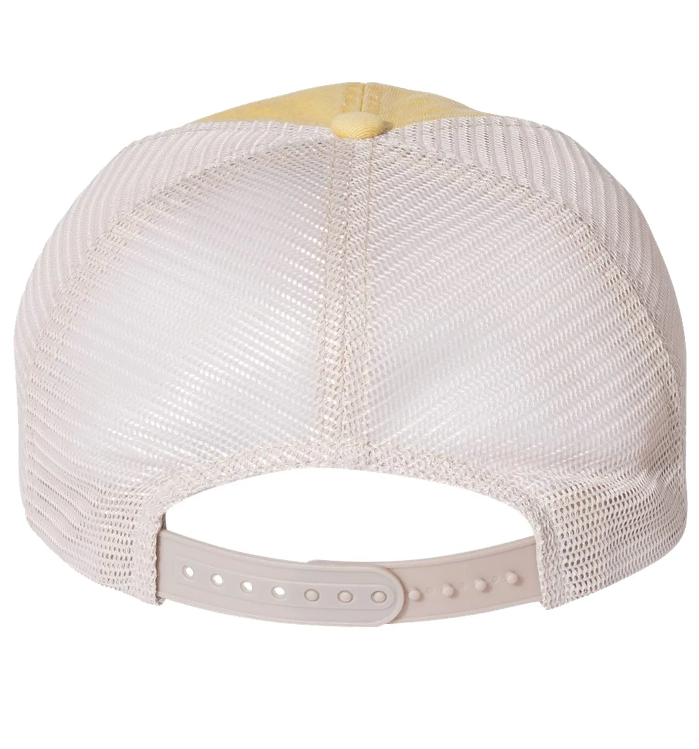 Flounder Deco 6 Panel Trucker Snap Back Pigment Dyed Yellow Stone Hat
