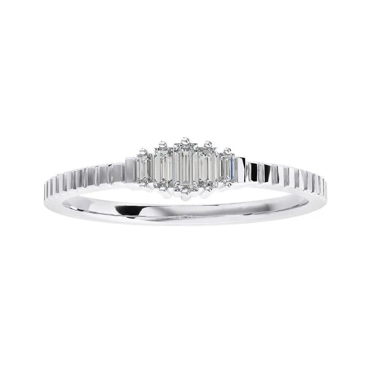 Fluted Ring with Baguette Diamonds