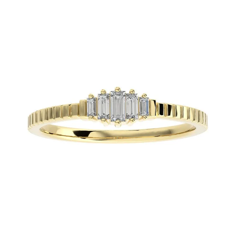 Fluted Ring with Baguette Diamonds