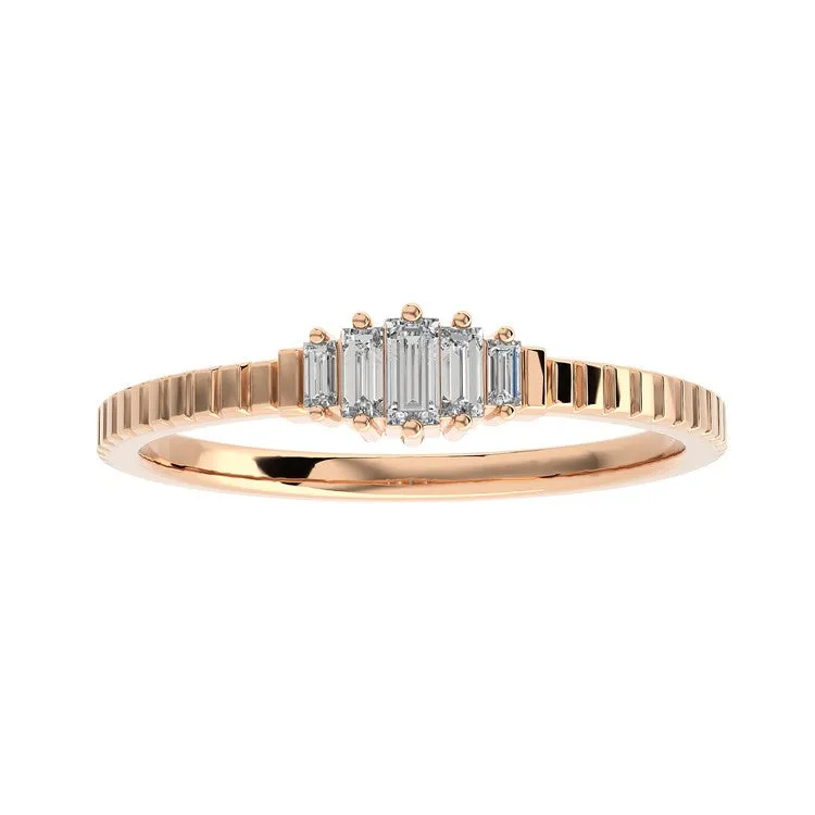 Fluted Ring with Baguette Diamonds